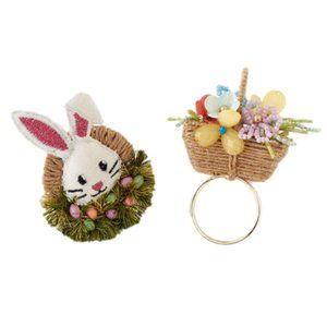 One Hundred 80 Degrees Bunny and Basket Napkin Rings S/4